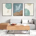 Bohem Mavi Yeşil Soyut Metal Çerçeveli Tablo Seti