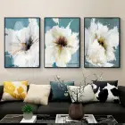 Çiçek Desenli Su Yeşili Renkli Siyah Metal Çerçeveli Cam Tablo