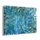 Deniz Mavisi Desenler Tekli Yatay Cam Tablo