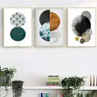 Geometrik Tasarım Metal Çerçeveli Tablo Seti Altın