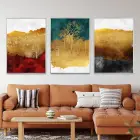 Gold Karışım Üçlü Metal Çerçeveli Tablo Seti