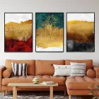 Gold Karışım Üçlü Metal Çerçeveli Tablo Seti