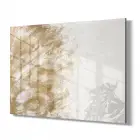 Gold ve Beyaz Fırça Desenli Tekli Yatay Cam Tablo