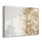 Gold ve Beyaz Fırça Desenli Tekli Yatay Cam Tablo