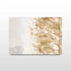 Gold ve Beyaz Fırça Desenli Tekli Yatay Cam Tablo