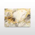 Gold ve Beyaz Tonlar Soyut Desenli Tekli Yatay Cam Tablo