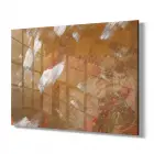 Kahverengi Soyur Desenli Tekli Yatay Cam Tablo