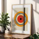 Dinamik Retro Desenler Doğal Ahşap Çerçeveli 3lü Tablo Seti