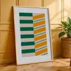 Dinamik Retro Desenler Doğal Ahşap Çerçeveli 3lü Tablo Seti