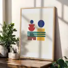Bauhaus Geometrik Canlılık Doğal Ahşap Çerçeveli 3lü Tablo Seti