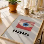 Bauhaus Geometrik Canlılık Doğal Ahşap Çerçeveli 3lü Tablo Seti