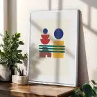 Bauhaus Geometrik Canlılık Beyaz Çerçeveli 3lü Ahşap Tablo Seti