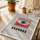 Bauhaus Geometrik Canlılık Beyaz Çerçeveli 3lü Ahşap Tablo Seti