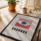 Bauhaus Geometrik Canlılık Siyah Çerçeveli 3lü Ahşap Tablo Seti