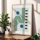 Bauhaus Geometrik Soyutlama Doğal Ahşap Çerçeveli 3lü Tablo Seti