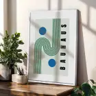 Bauhaus Geometrik Soyutlama Beyaz Çerçeveli 3lü Ahşap Tablo Seti