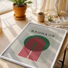 Bauhaus Geometrik Soyutlama Beyaz Çerçeveli 3lü Ahşap Tablo Seti