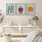 Bauhaus Geometrik Soyutlama Siyah Çerçeveli 3lü Ahşap Tablo Seti