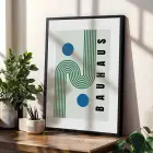 Bauhaus Geometrik Soyutlama Siyah Çerçeveli 3lü Ahşap Tablo Seti