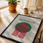 Bauhaus Geometrik Soyutlama Siyah Çerçeveli 3lü Ahşap Tablo Seti