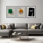 Bauhaus Geometrik Figürler Siyah Çerçeveli 3lü Ahşap Tablo Seti