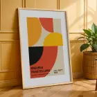 Bauhaus Geometrik Düzen Doğal Ahşap Çerçeveli 3lü Tablo Seti