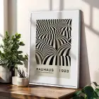 Bauhaus Geometrik Düzen Beyaz Çerçeveli 3lü Ahşap Tablo Seti