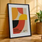 Bauhaus Geometrik Düzen Siyah Çerçeveli 3lü Ahşap Tablo Seti