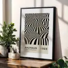 Bauhaus Geometrik Düzen Siyah Çerçeveli 3lü Ahşap Tablo Seti