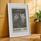 Bauhaus Figür Leopar Sanatı Beyaz Çerçeveli 3lü Ahşap Tablo Seti