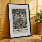 Bauhaus Figür Leopar Sanatı Siyah Çerçeveli 3lü Ahşap Tablo Seti