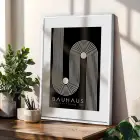 Siyah Bej Bauhaus Ritimleri Beyaz Çerçeveli 3lü Ahşap Tablo Seti