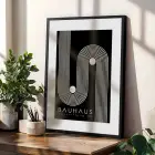 Siyah Bej Bauhaus Ritimleri Siyah Çerçeveli 3lü Ahşap Tablo Seti