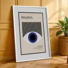 Bauhaus Geometrik Lacivert Üçlü Beyaz Çerçeveli 3lü Ahşap Tablo Seti