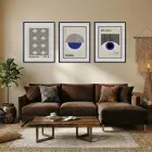 Bauhaus Geometrik Lacivert Üçlü Siyah Çerçeveli 3lü Ahşap Tablo Seti