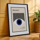 Bauhaus Geometrik Lacivert Üçlü Siyah Çerçeveli 3lü Ahşap Tablo Seti