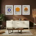 Bauhaus Geometrik Formlar Beyaz Çerçeveli 3lü Ahşap Tablo Seti