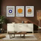 Bauhaus Geometrik Formlar Siyah Çerçeveli 3lü Ahşap Tablo Seti