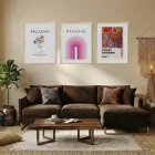 Modern Sanat Akımları Seti Doğal Ahşap Çerçeveli 3lü Tablo Seti