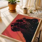 Kübist Panter Akışkan Sanat Doğal Ahşap Çerçeveli 3lü Tablo Seti