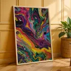 Kübist Panter Akışkan Sanat Doğal Ahşap Çerçeveli 3lü Tablo Seti