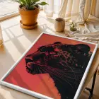 Kübist Panter Akışkan Sanat Beyaz Çerçeveli 3lü Ahşap Tablo Seti