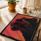Kübist Panter Akışkan Sanat Siyah Çerçeveli 3lü Ahşap Tablo Seti