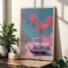 Retro Pastel Ufuklar Doğal Ahşap Çerçeveli 3lü Tablo Seti