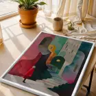 Retro Pastel Ufuklar Beyaz Çerçeveli 3lü Ahşap Tablo Seti