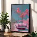 Retro Pastel Ufuklar Siyah Çerçeveli 3lü Ahşap Tablo Seti