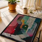 Retro Pastel Ufuklar Siyah Çerçeveli 3lü Ahşap Tablo Seti