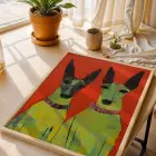 Tropik Pop Art ve Soyut Ahenk Doğal Ahşap Çerçeveli 3lü Tablo Seti