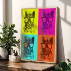 Vibrante Pop Art Kuş ve Hayvanlar Doğal Ahşap Çerçeveli 3lü Tablo Seti