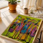 Vibrante Pop Art Kuş ve Hayvanlar Doğal Ahşap Çerçeveli 3lü Tablo Seti